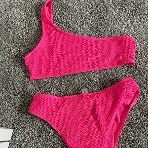 SHEIN pink one shoulder bikini. NWOT